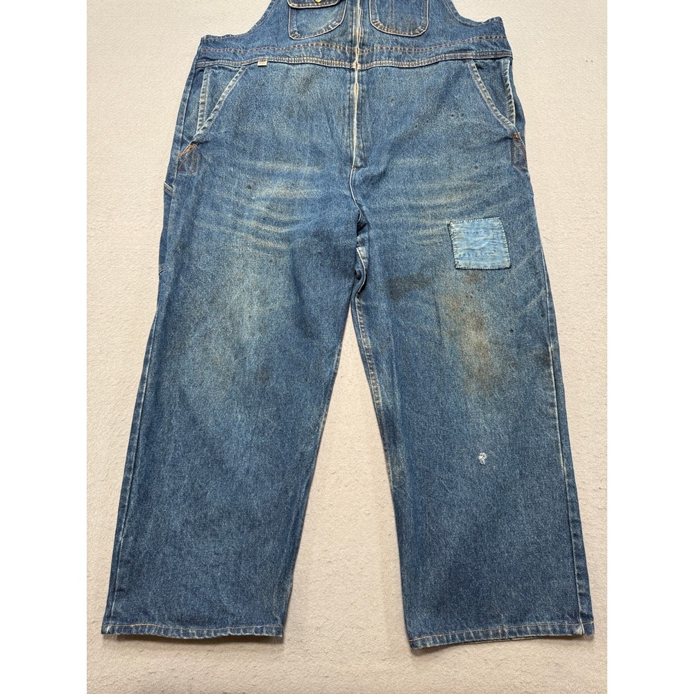Big Bill Denim Bib Overalls Men's 48 Blue Distressed Workwear Dungarees Canada - Picture 2 of 13